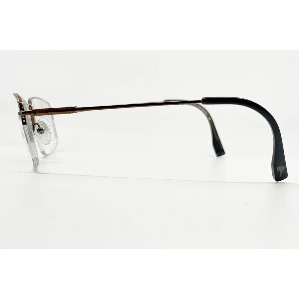 Tura Eyeglass Frames Mens Brown Semi Rimless Rectangular Metal 53-18-140